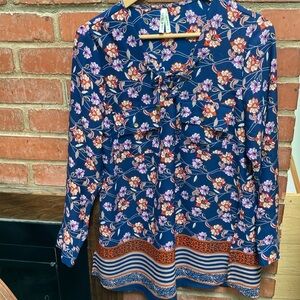 Navy floral tunic blouse by Live 4 Truth